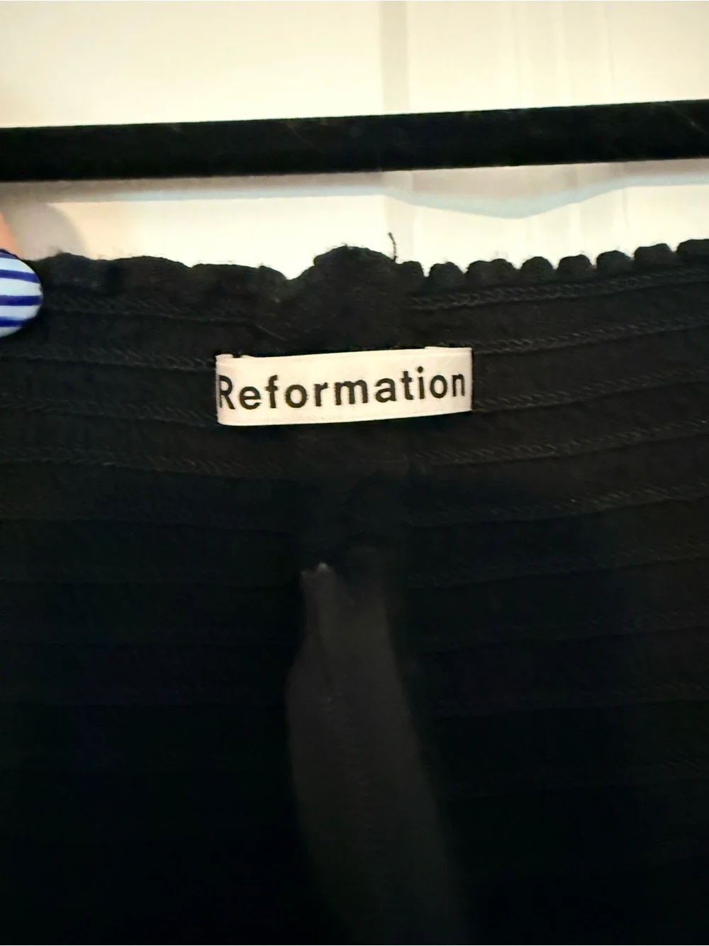 Reformation Black Puff-Sleeve Square Neck Blouse
